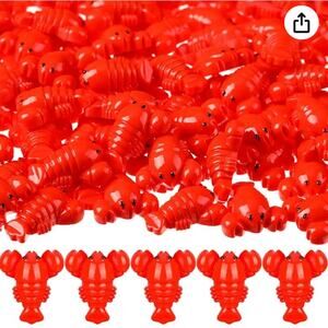 100 Pcs Mini Lobster Figurine Resin Lobster Models Tiny Red Crawfish Decor